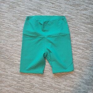 Teal Textured Biker Shorts